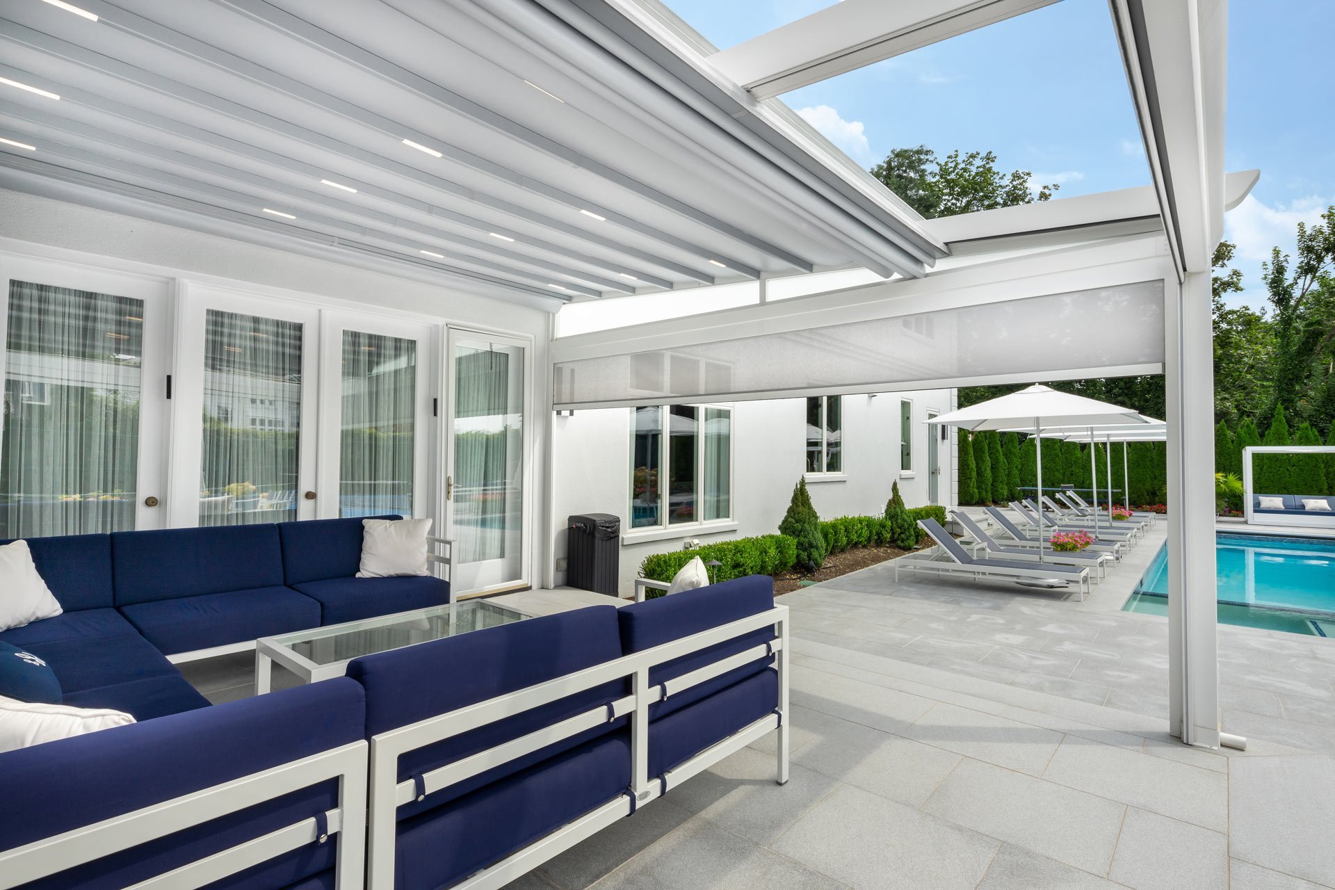 Deal white retractable awning sukkah pool