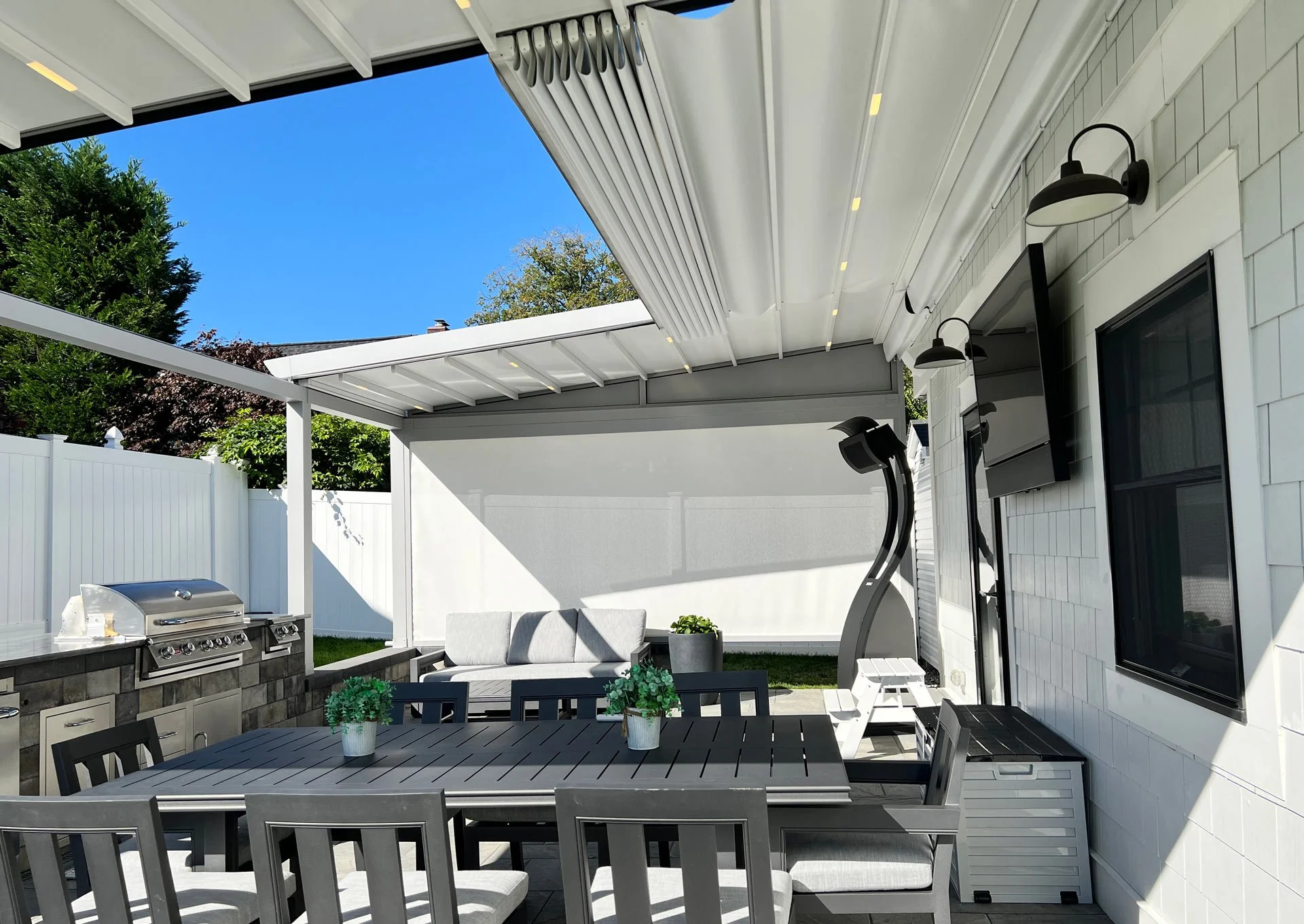 Featured image: White Pergola Photo, Retractable Canopy, Motorized Pergola Roof - Read full post: Expert Advice for Creating Your Dream Pergola